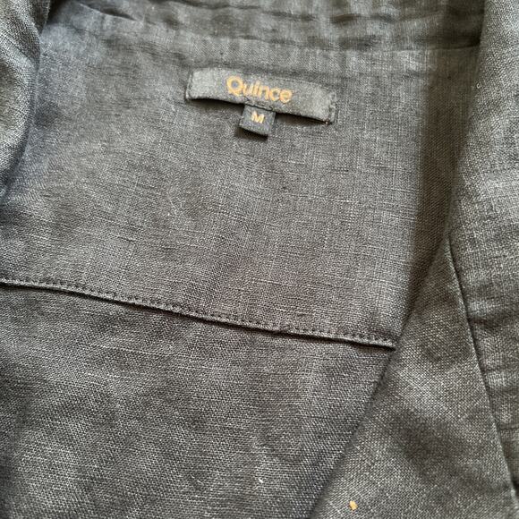 Quince 100% European Linen Button Front Dress | Black |Medium | Missing Belt - Picture 9 of 16